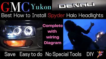GMC Yukon Complete SPYDER  Headlights Halo LED Installation | With Wiring Diagram | Easy DIY